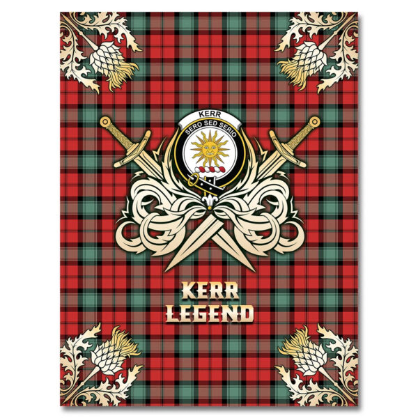 Kerr Ancient Clan Blanket, Scottish Tartan Kerr Ancient Clans Premium Blanket Gold Crest Style - Image 4