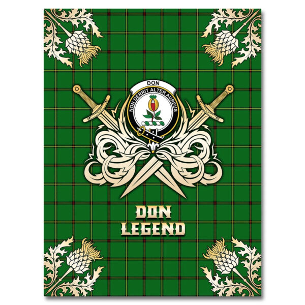 Don Clan Blanket, Scottish Tartan Don Clans Premium Blanket Gold Crest Style - Image 4