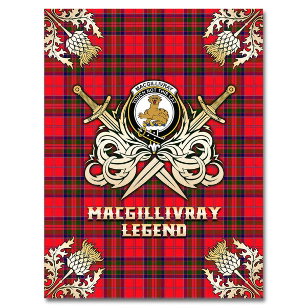 MacGillivray Modern Clan Blanket, Scottish Tartan MacGillivray Modern Clans Premium Blanket Gold Crest Style - Image 4