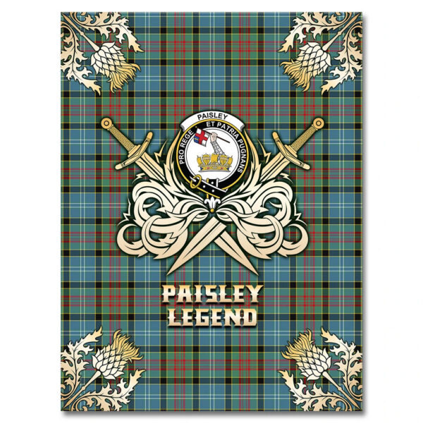 Paisley Clan Blanket, Scottish Tartan Paisley Clans Premium Blanket Gold Crest Style - Image 4