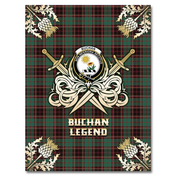 Buchan Ancient Clan Blanket, Scottish Tartan Buchan Ancient Clans Premium Blanket Gold Crest Style - Image 4