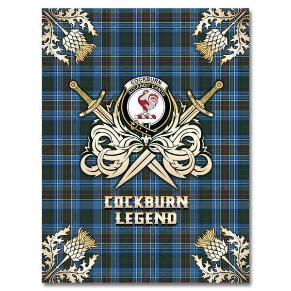 Cockburn Modern Clan Blanket, Scottish Tartan Cockburn Modern Clans Premium Blanket Gold Crest Style - Image 4