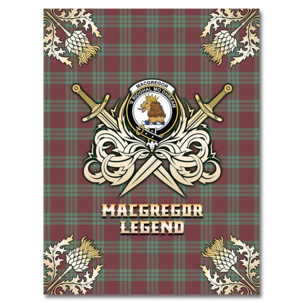 MacGregor Hunting Ancient Clan Blanket, Scottish Tartan MacGregor Hunting Ancient Clans Premium Blanket Gold Crest Style - Image 4