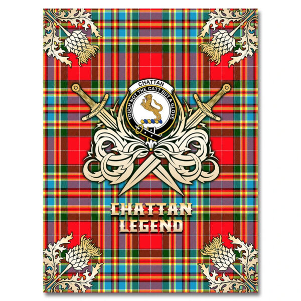 Chattan Clan Blanket, Scottish Tartan Chattan Clans Premium Blanket Gold Crest Style - Image 4