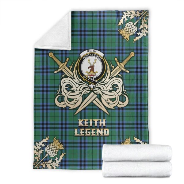 Keith Ancient Clan Blanket, Scottish Tartan Keith Ancient Clans Premium Blanket Gold Crest Style