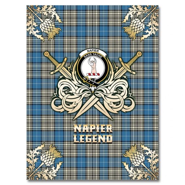 Napier Ancient Clan Blanket, Scottish Tartan Napier Ancient Clans Premium Blanket Gold Crest Style - Image 4