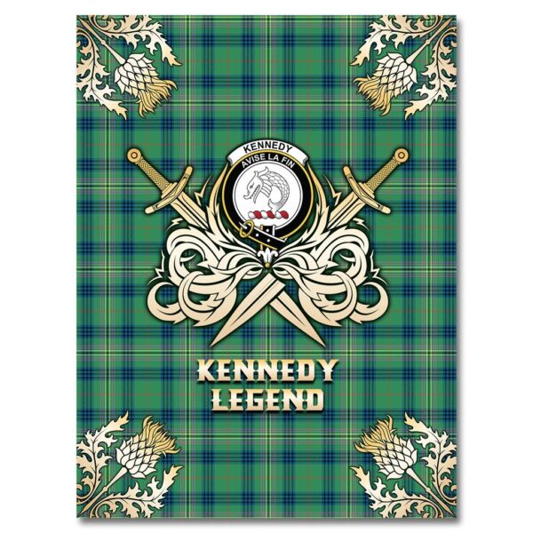 Kennedy Ancient Clan Blanket, Scottish Tartan Kennedy Ancient Clans Premium Blanket Gold Crest Style - Image 4