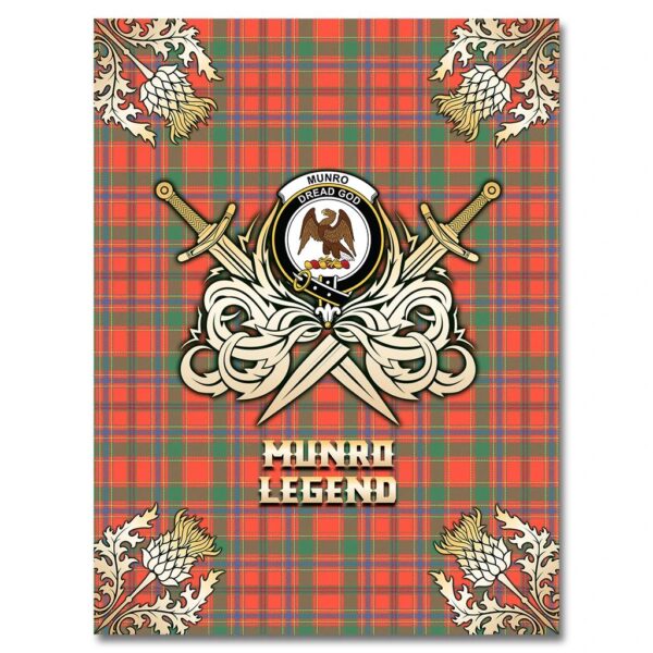 Munro Ancient Clan Blanket, Scottish Tartan Munro Ancient Clans Premium Blanket Gold Crest Style - Image 4