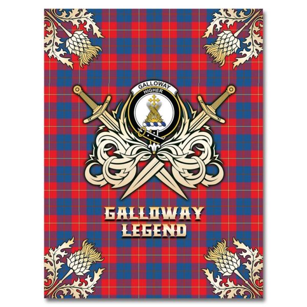 Galloway Red Clan Blanket, Scottish Tartan Galloway Red Clans Premium Blanket Gold Crest Style - Image 4