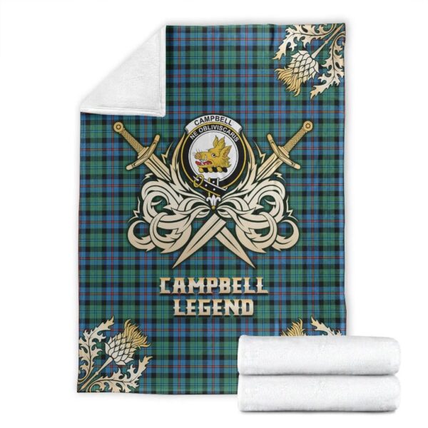 Campbell of Cawdor Ancient Clan Blanket, Scottish Tartan Campbell of Cawdor Ancient Clans Premium Blanket Gold Crest Style