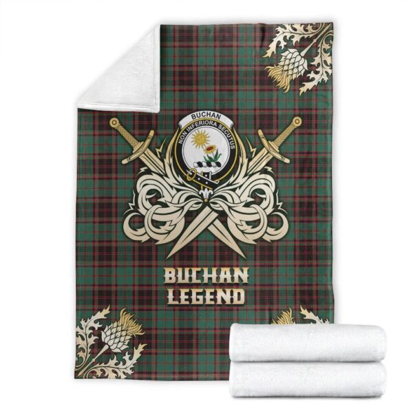 Buchan Ancient Clan Blanket, Scottish Tartan Buchan Ancient Clans Premium Blanket Gold Crest Style