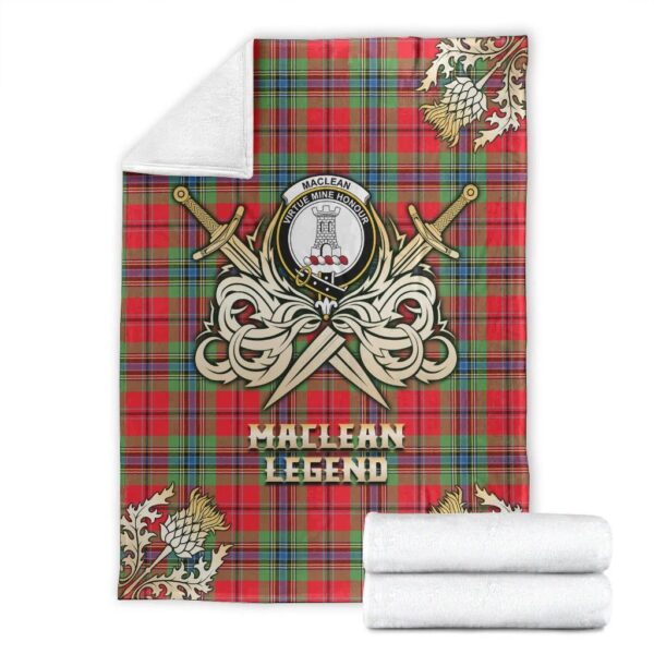 MacLean of Duart Modern Clan Blanket, Scottish Tartan MacLean of Duart Modern Clans Premium Blanket Gold Crest Style