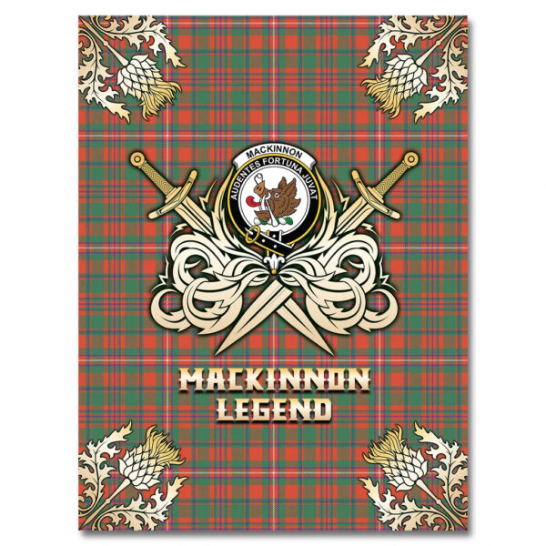 MacKinnon Ancient Clan Blanket, Scottish Tartan MacKinnon Ancient Clans Premium Blanket Gold Crest Style - Image 4