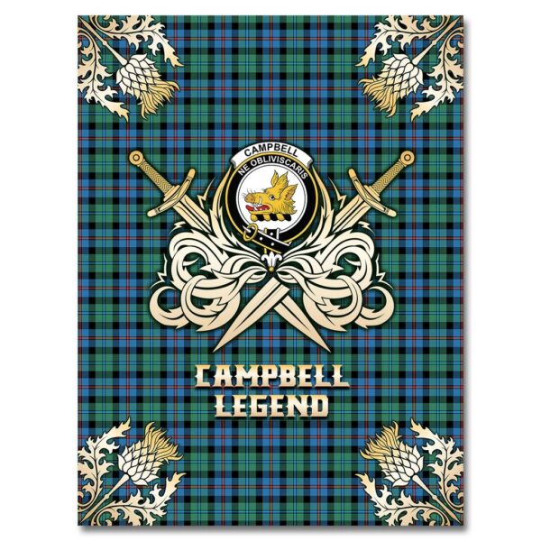 Campbell of Cawdor Ancient Clan Blanket, Scottish Tartan Campbell of Cawdor Ancient Clans Premium Blanket Gold Crest Style - Image 4