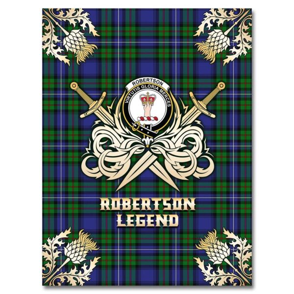 Robertson Hunting Modern Clan Blanket, Scottish Tartan Robertson Hunting Modern Clans Premium Blanket Gold Crest Style - Image 4