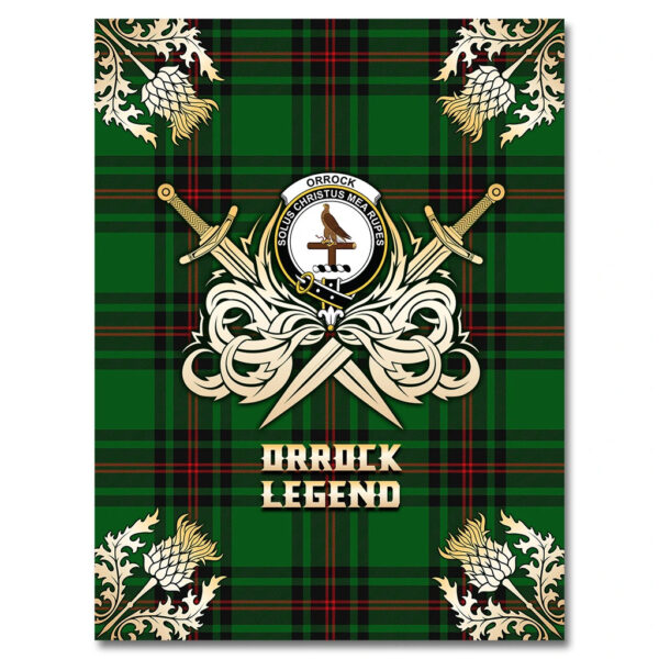 Orrock Clan Blanket, Scottish Tartan Orrock Clans Premium Blanket Gold Crest Style - Image 4