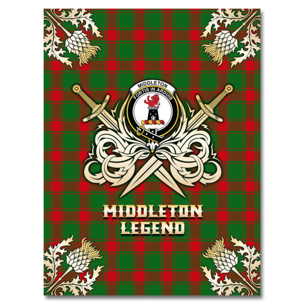 Middleton Modern Clan Blanket, Scottish Tartan Middleton Modern Clans Premium Blanket Gold Crest Style - Image 4