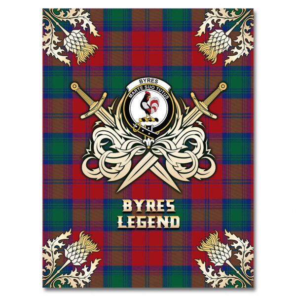 Byres Clan Blanket, Scottish Tartan Byres Clans Premium Blanket Gold Crest Style - Image 4