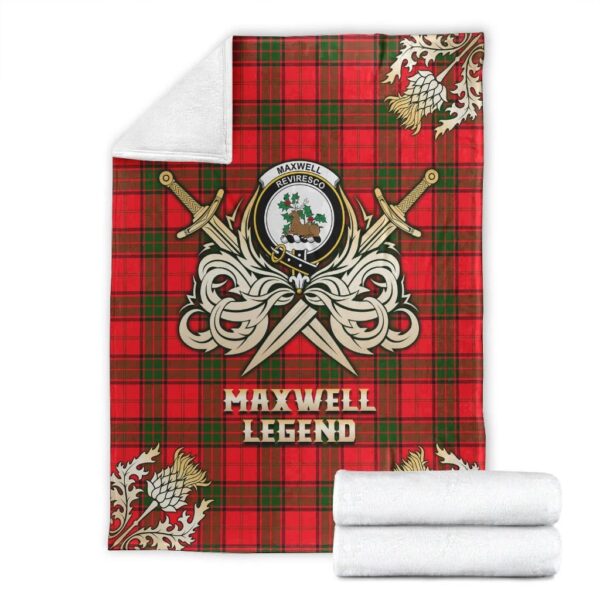 Maxwell Modern Clan Blanket, Scottish Tartan Maxwell Modern Clans Premium Blanket Gold Crest Style