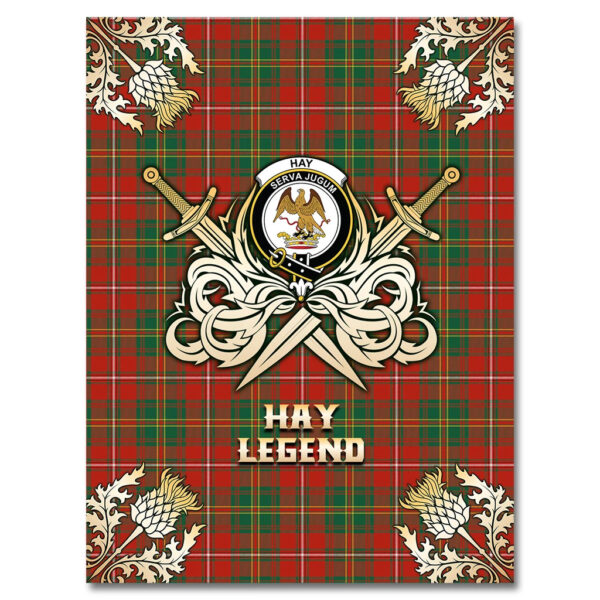 Hay Ancient Clan Blanket, Scottish Tartan Hay Ancient Clans Premium Blanket Gold Crest Style - Image 4