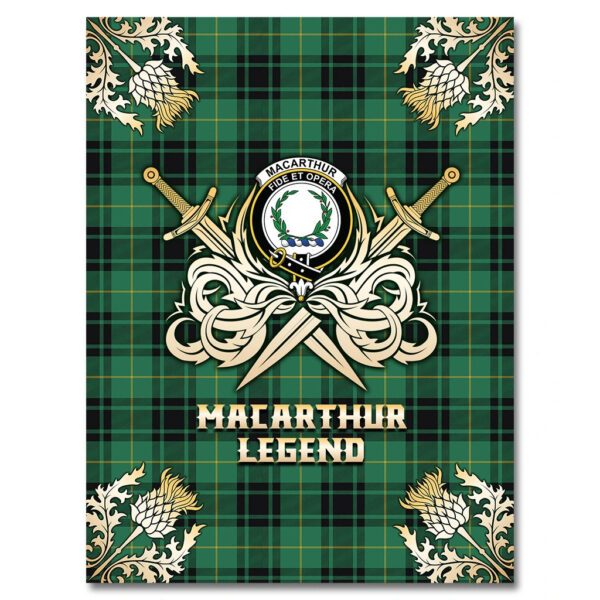 MacArthur Ancient Clan Blanket, Scottish Tartan MacArthur Ancient Clans Premium Blanket Gold Crest Style - Image 4