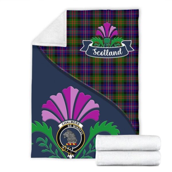 Chalmers Clan Blanket, Scottish Tartan Chalmers Clans Blanket Scotland Thistle Style - Image 2