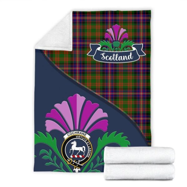 Cochrane Clan Blanket, Scottish Tartan Cochrane Clans Blanket Scotland Thistle Style - Image 2