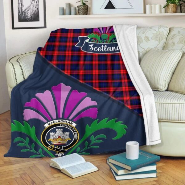 MacLachlan Clan Blanket, Scottish Tartan MacLachlan Clans Blanket Scotland Thistle Style