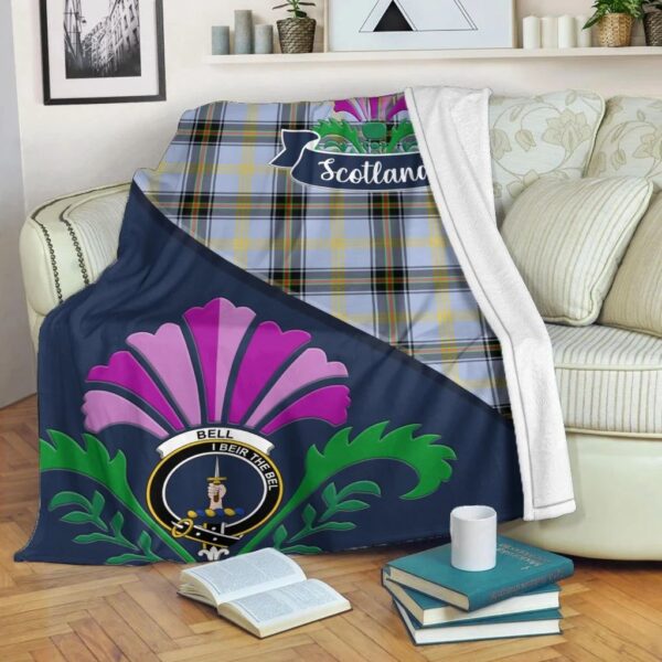 Bell Clan Blanket, Scottish Tartan Bell Clans Blanket Scotland Thistle Style