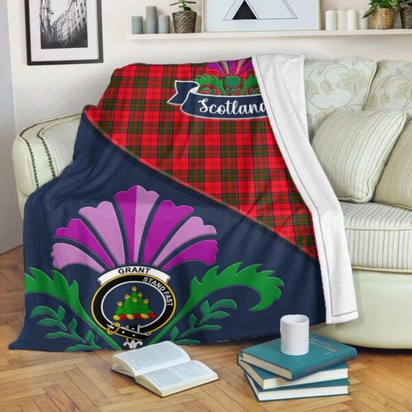 Grant Clan Blanket, Scottish Tartan Grant Clans Blanket Scotland Thistle Style