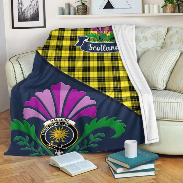 MacLeod Clan Blanket, Scottish Tartan MacLeod Clans Blanket Scotland Thistle Style