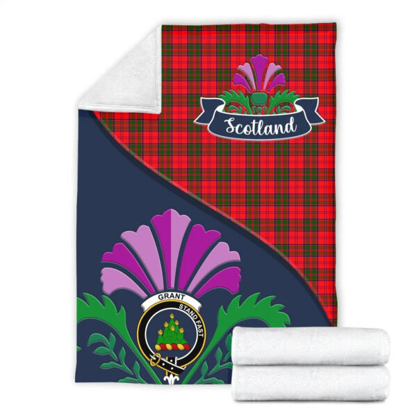 Grant Clan Blanket, Scottish Tartan Grant Clans Blanket Scotland Thistle Style - Image 2