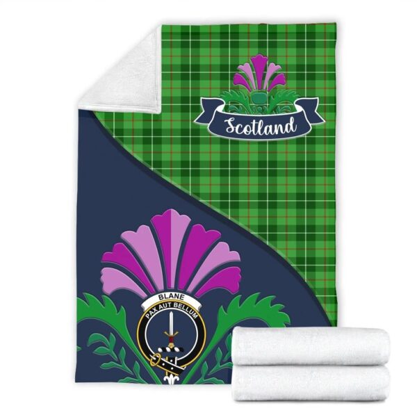 Blane Clan Blanket, Scottish Tartan Blane Clans Blanket Scotland Thistle Style - Image 2