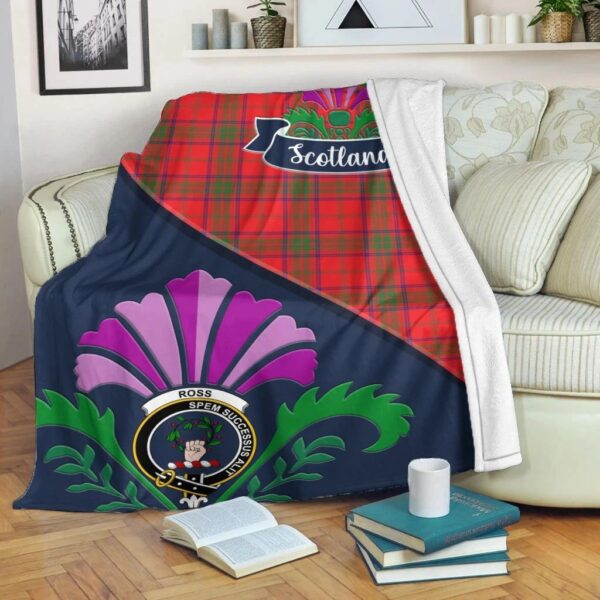 Ross Clan Blanket, Scottish Tartan Ross Clans Blanket Scotland Thistle Style