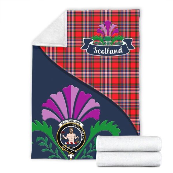 MacFarlane Clan Blanket, Scottish Tartan MacFarlane Clans Blanket Scotland Thistle Style - Image 2