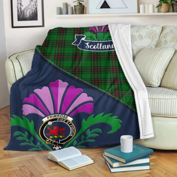 Primrose Clan Blanket, Scottish Tartan Primrose Clans Blanket Scotland Thistle Style