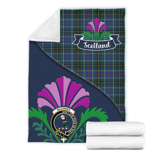 MacInnes Clan Blanket, Scottish Tartan MacInnes Clans Blanket Scotland Thistle Style - Image 2