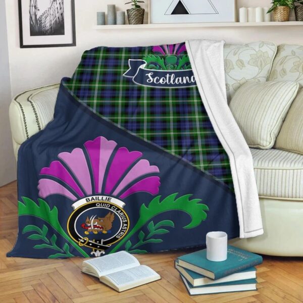 Baillie Clan Blanket, Scottish Tartan Baillie Clans Blanket Scotland Thistle Style