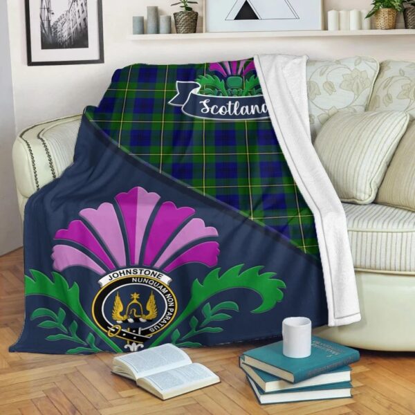 Johnston Clan Blanket, Scottish Tartan Johnston Clans Blanket Scotland Thistle Style