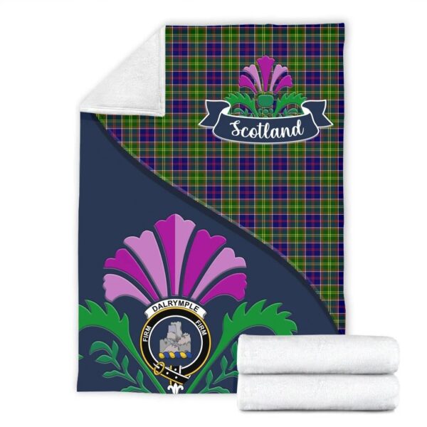 Dalrymple Clan Blanket, Scottish Tartan Dalrymple Clans Blanket Scotland Thistle Style - Image 2