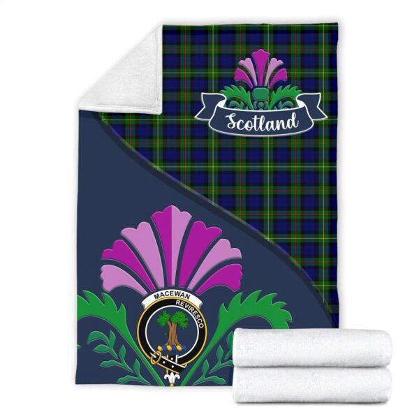 MacEwen Clan Blanket, Scottish Tartan MacEwen Clans Blanket Scotland Thistle Style - Image 2