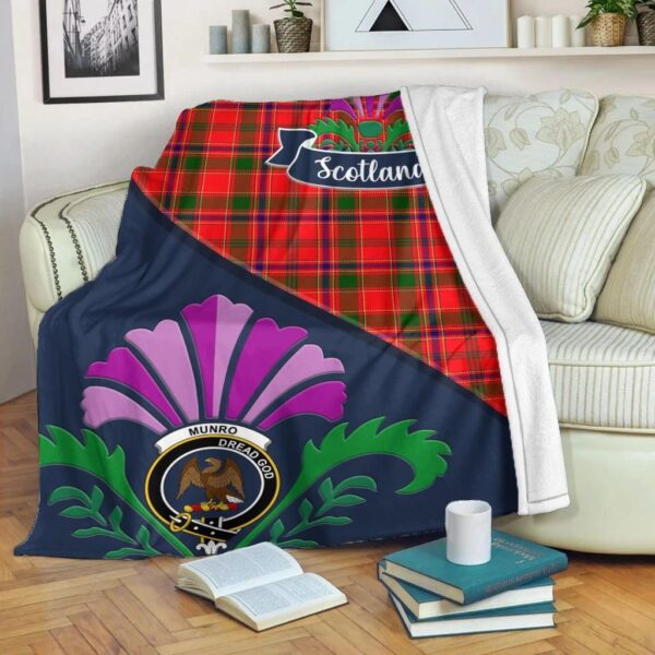 Munro Clan Blanket, Scottish Tartan Munro Clans Blanket Scotland Thistle Style