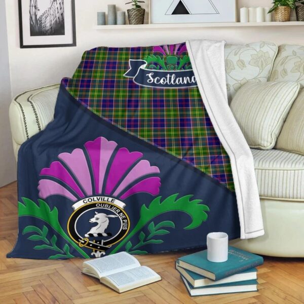 Colville Clan Blanket, Scottish Tartan Colville Clans Blanket Scotland Thistle Style