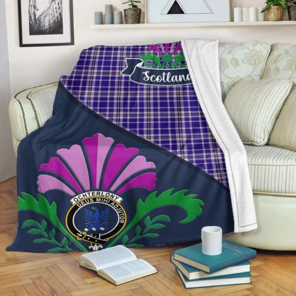 Ochterlony Clan Blanket, Scottish Tartan Ochterlony Clans Blanket Scotland Thistle Style