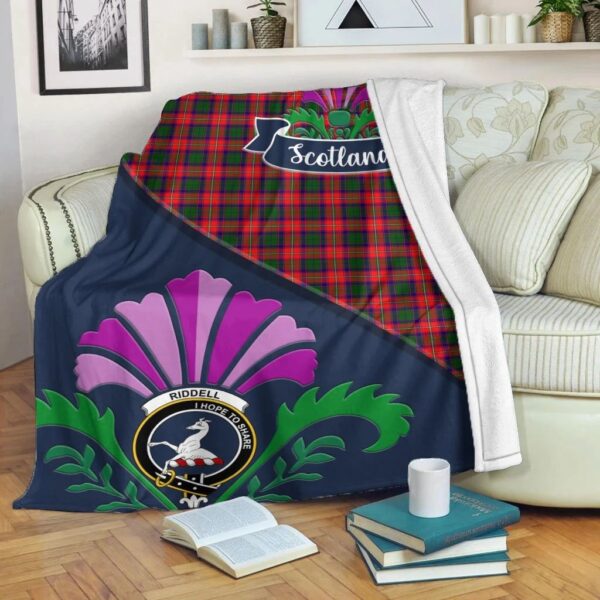 Riddell Clan Blanket, Scottish Tartan Riddell Clans Blanket Scotland Thistle Style