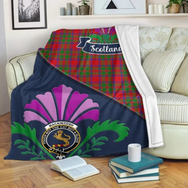 MacKintosh Clan Blanket, Scottish Tartan MacKintosh Clans Blanket Scotland Thistle Style