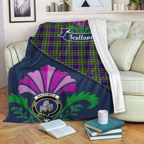 Dalrymple Clan Blanket, Scottish Tartan Dalrymple Clans Blanket Scotland Thistle Style