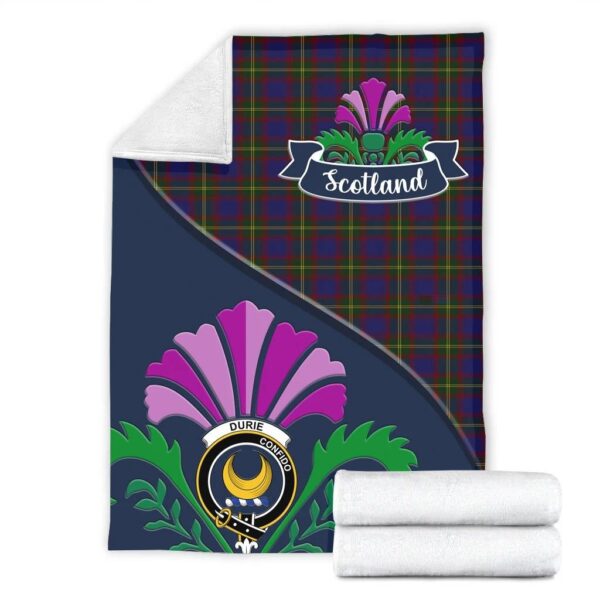 Durie Clan Blanket, Scottish Tartan Durie Clans Blanket Scotland Thistle Style - Image 2