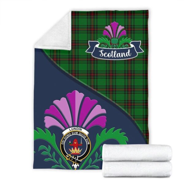 Lundin Clan Blanket, Scottish Tartan Lundin Clans Blanket Scotland Thistle Style - Image 2