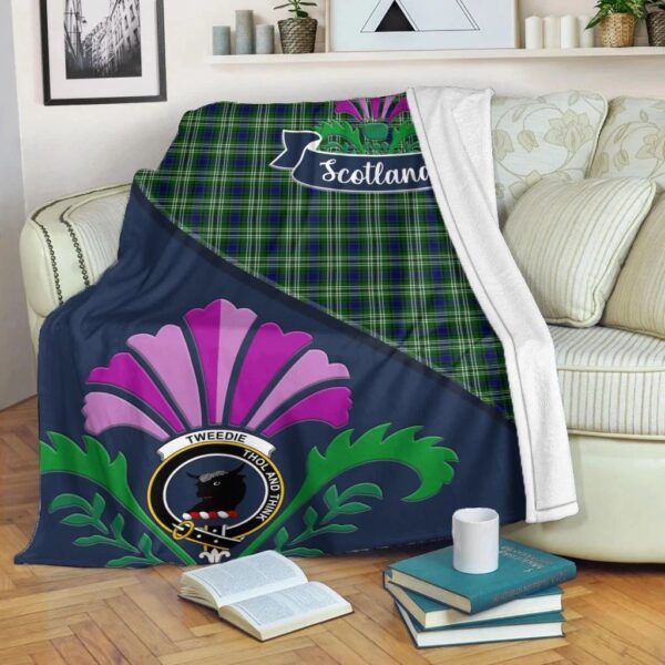 Tweedie Clan Blanket, Scottish Tartan Tweedie Clans Blanket Scotland Thistle Style